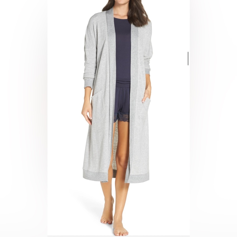 Nordstrom‎ Intimates NWT Leisure Lover Long Lounge Cardigan Duster Grey XS